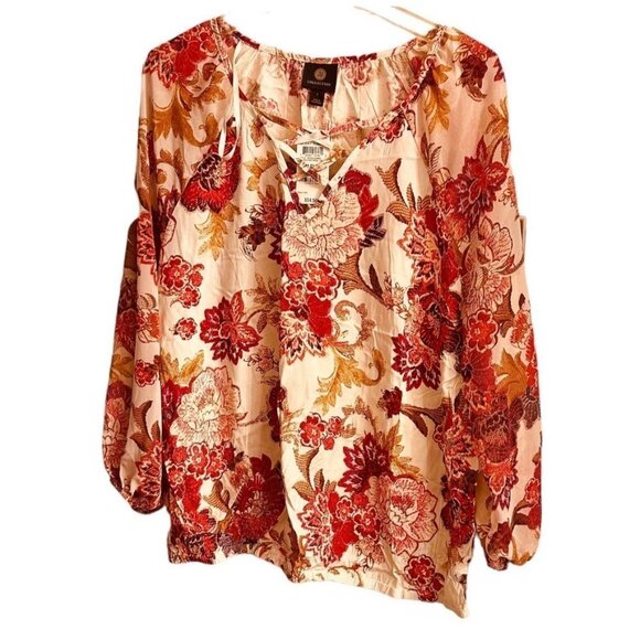 JM Collection Design Womens Blouse Neo Colorful Size Large Sku 2353 - Picture 1 of 15